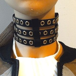 3 Strap Dog Collar with Eyelets